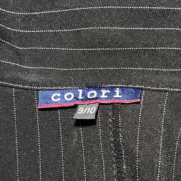 Vintage 90s black and grey gothic officecore striped blazer and skirt set - Picture 10 of 12